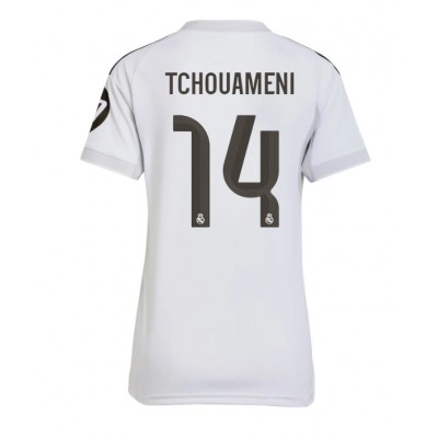 Ženski Nogometni dresi Real Madrid Aurelien Tchouameni #14 Domači 2025-26 Kratek Rokav Ženski Nogometni dresi Real Madrid Aurelien Tchouameni #14 Domači 2025-26 Kratek Rokav